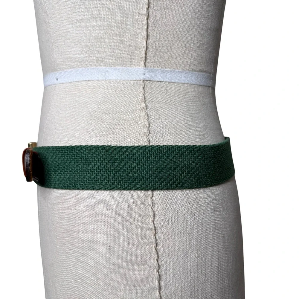 DOONEY & BOURKE Belt Green Brown Woven Leather Brass Men's Size 36 Vintage
